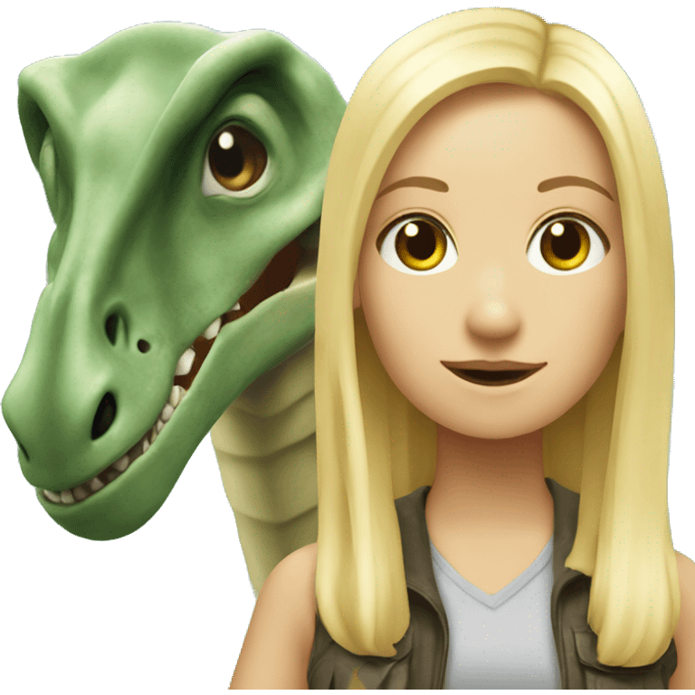 Blonde girl with Brachiosaurus emoji