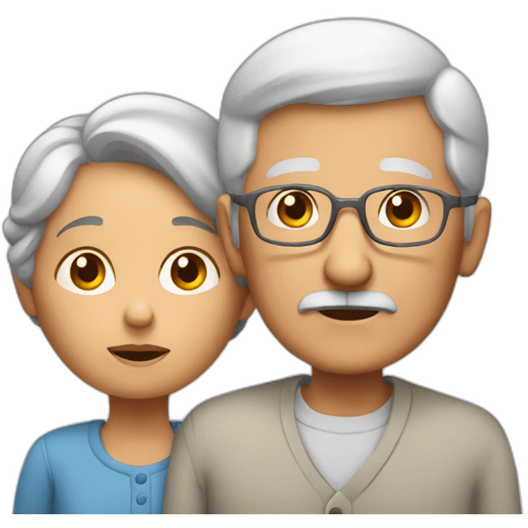 Granny with grandfather confused emoji