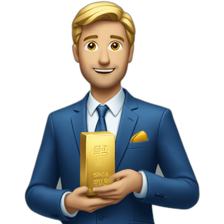 High-resolution-Posh-man-with-blue-suit-offering-goldbar emoji