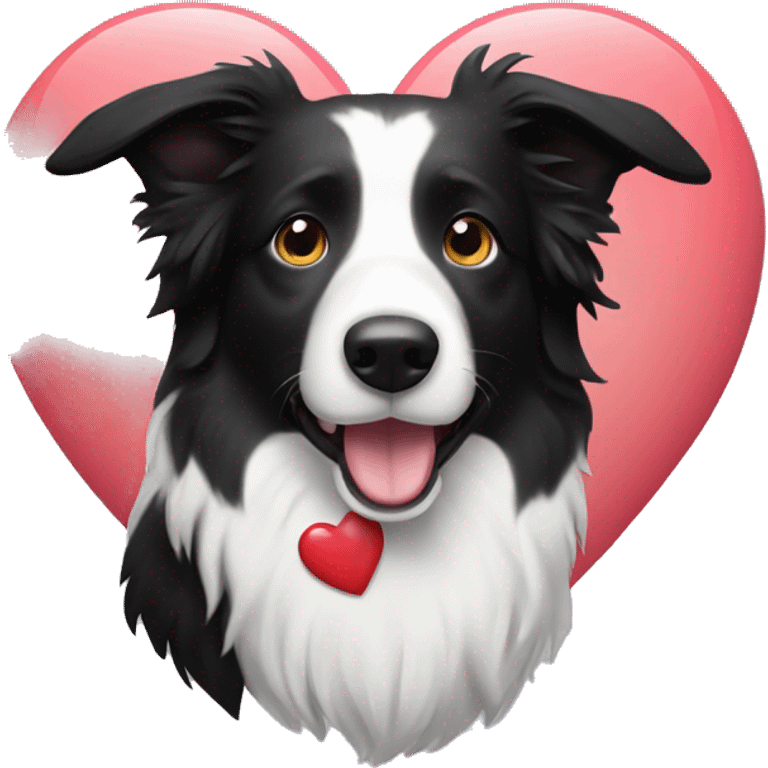 Border collie with a heart emoji