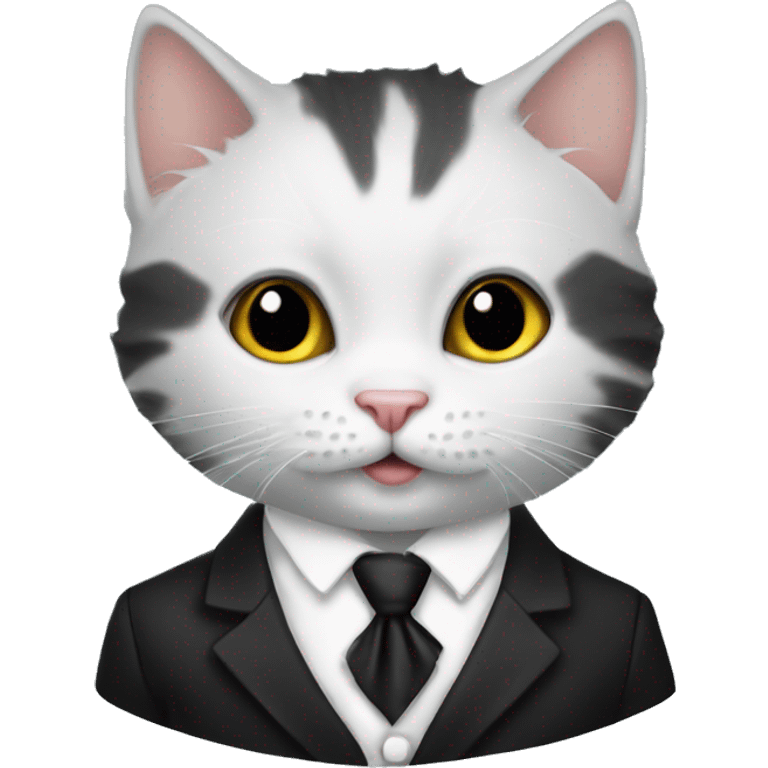 Wight kitten in a tux emoji