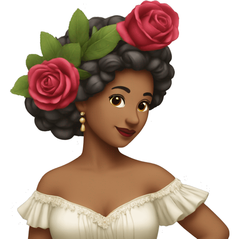 a spanish dancer with rosemery on her head emoji