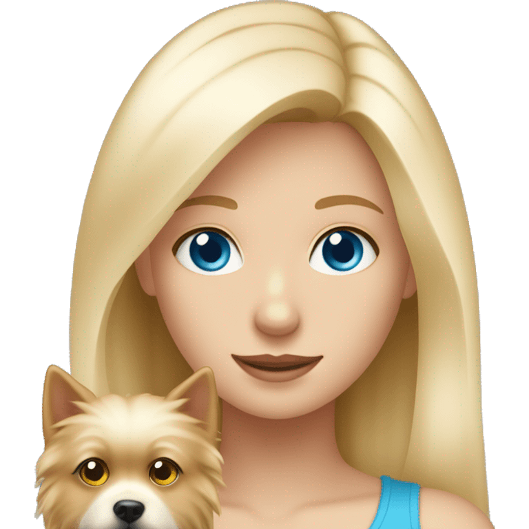 Blonde girl blue eyes holding spitz  emoji