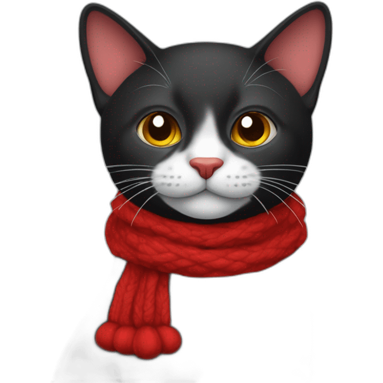 Gato negro con bufanda roja emoji