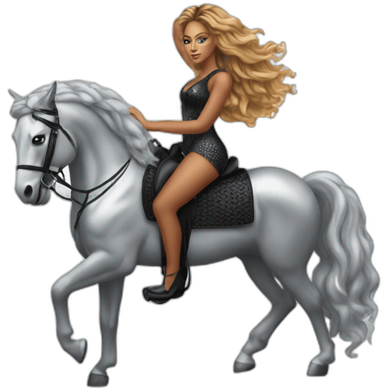 Beyonce on a silver horse emoji