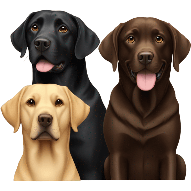 two black labradors, one chocolate Labrador and one golden Labrador emoji