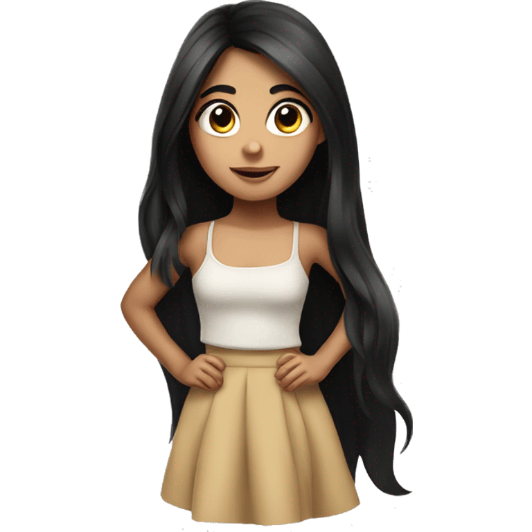 Cute hispanic girl with big eyes and long black hair emoji