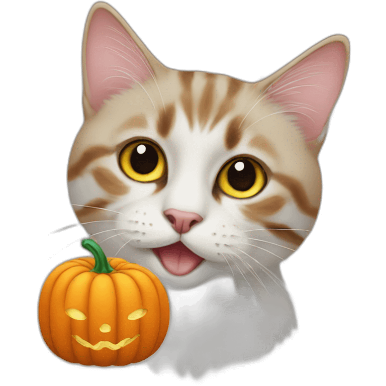 cat with pumpkin emoji