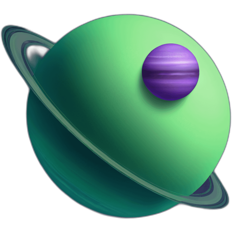 green planet with purple saturn rings and moon emoji