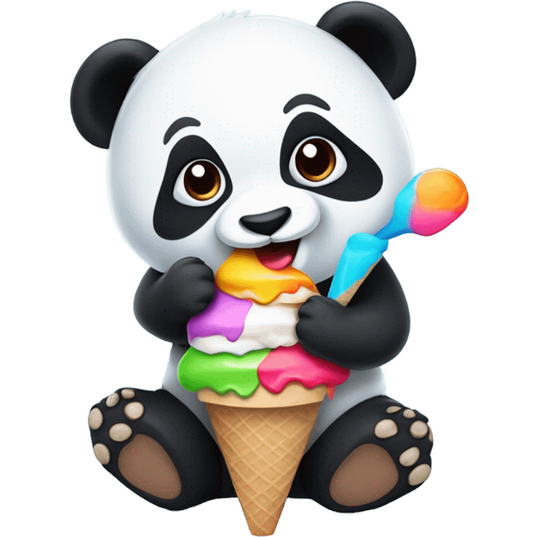 Panda eating ice cream emoji