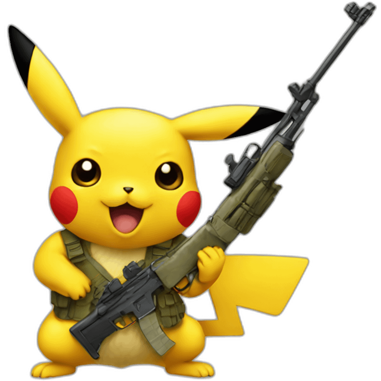 Pikachu with rifle emoji