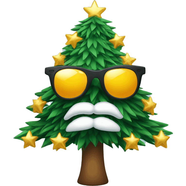 christmas tree with sun glasses emoji