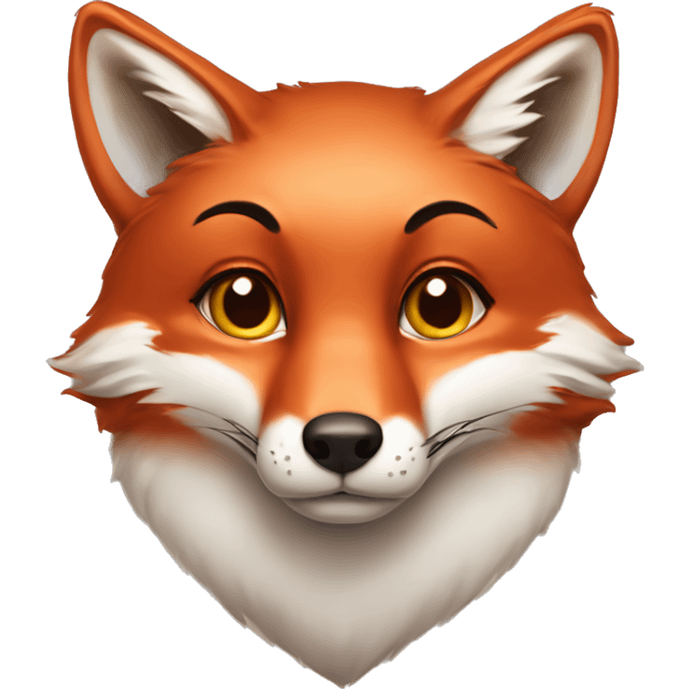 deep red fox face, sparling heart eyes, female emoji