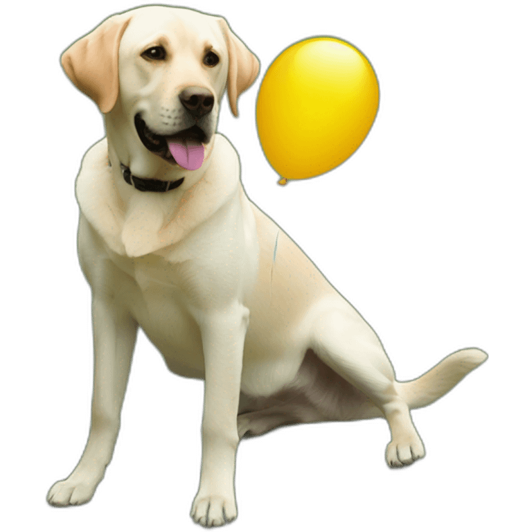 labrador with a baloon emoji