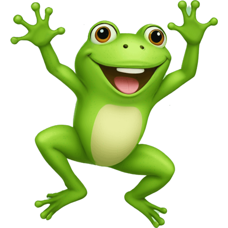 Happy cute frog jumping  emoji