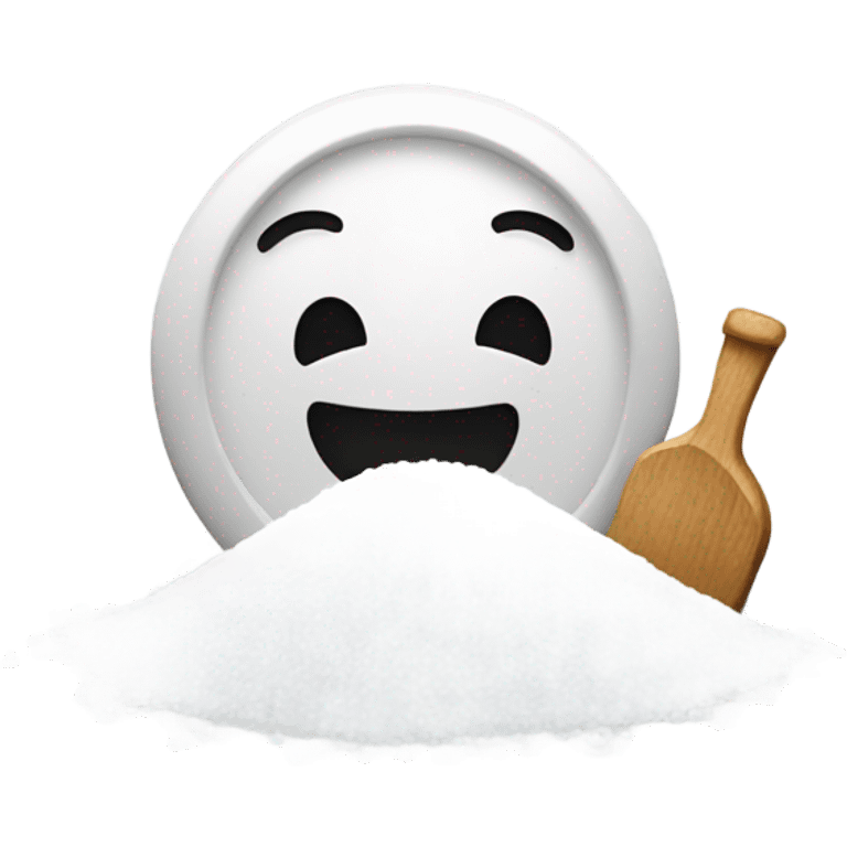 A happy face with a pile of salt  emoji