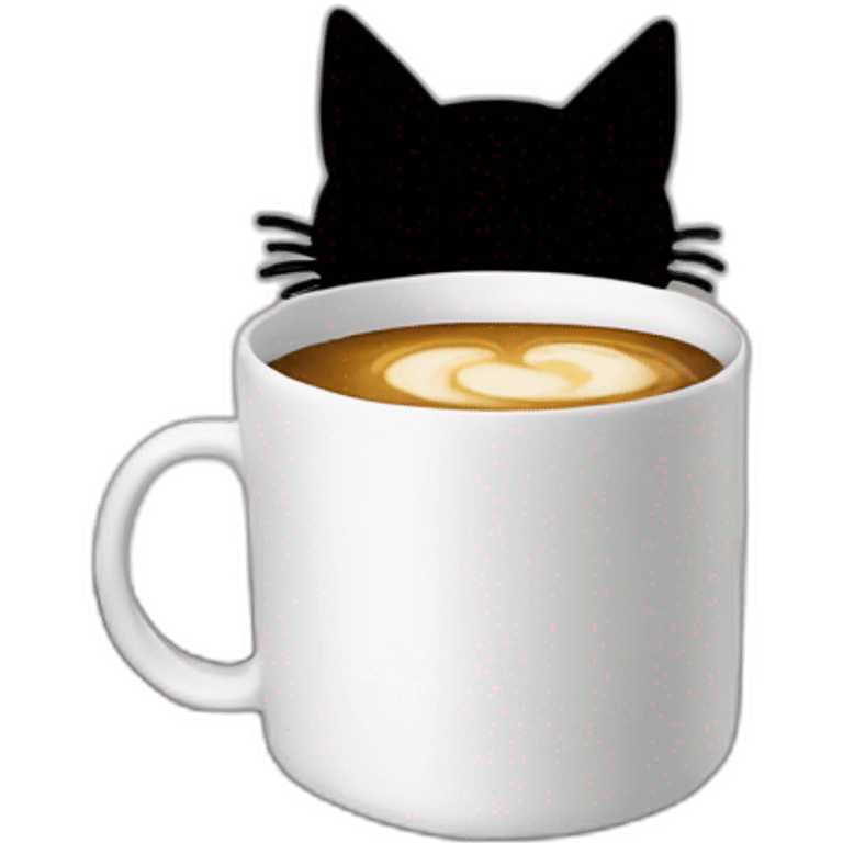 cat ears behind a computer and a coffee mug emoji