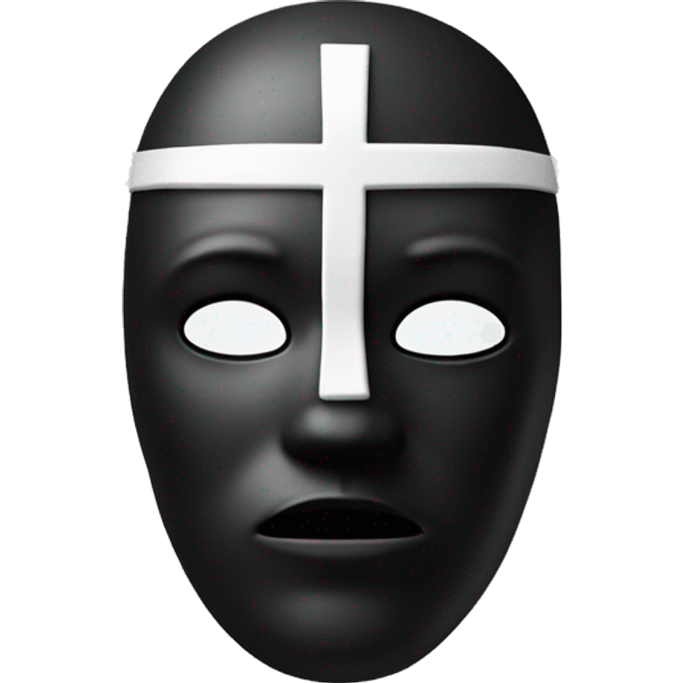 Black Mask  with  a striking 3D white crucifix  emoji