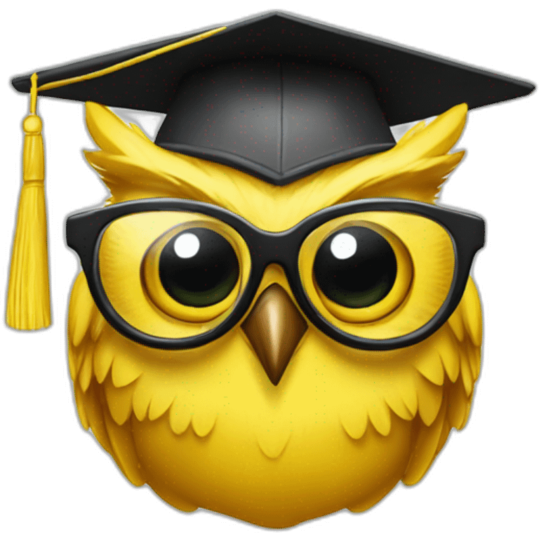 yellow-owl-with-glasses-and-with-mortarboard-on-its-head emoji