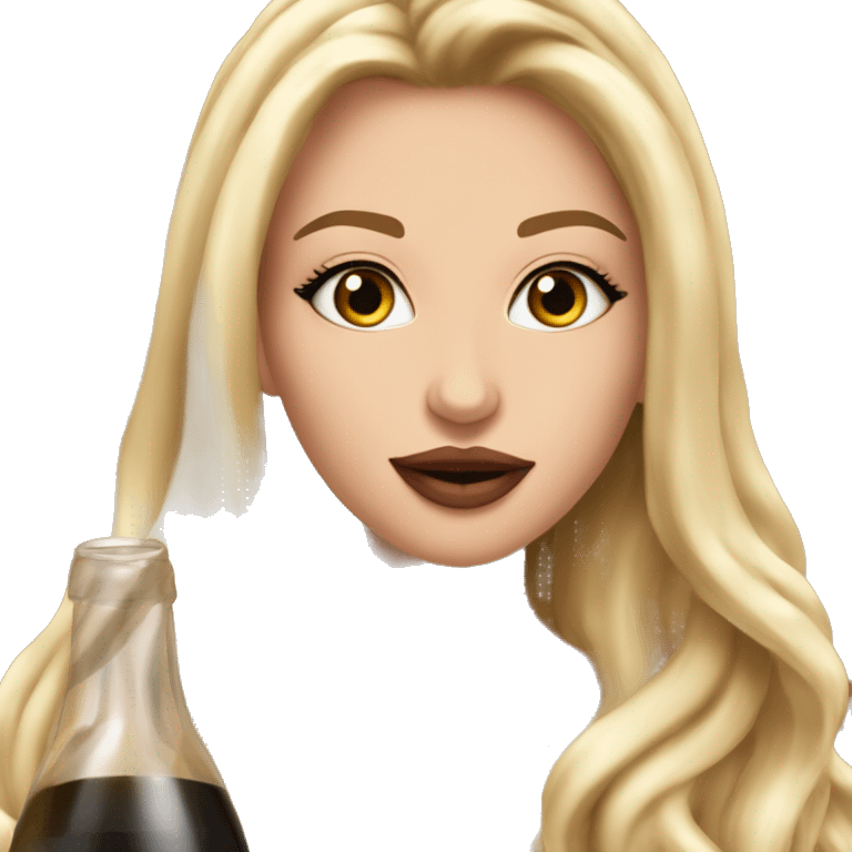 ￼ a beautiful girl with very long blonde hair and big lips drink wine with a girl with brown very long beautiful volume hair  emoji