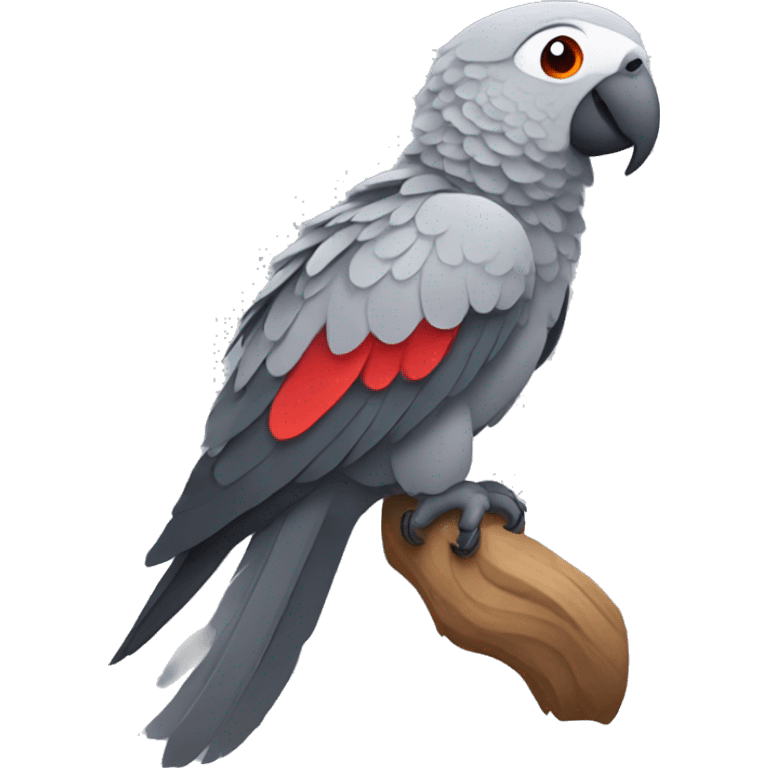 Gray parrot with red feather on his tail emoji