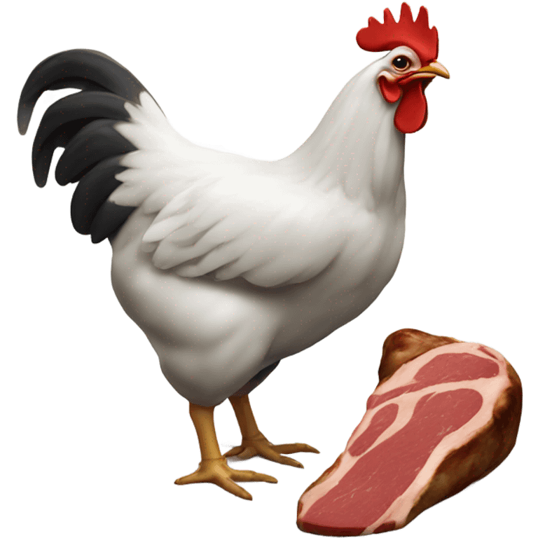 Chicken eating a steak  emoji