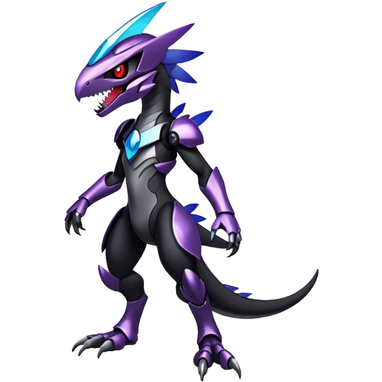 Shiny Dark Nebula Futuristic Fakemon-Pokemon-Digimon-Spectrobes-Raptor-fusion, full body emoji