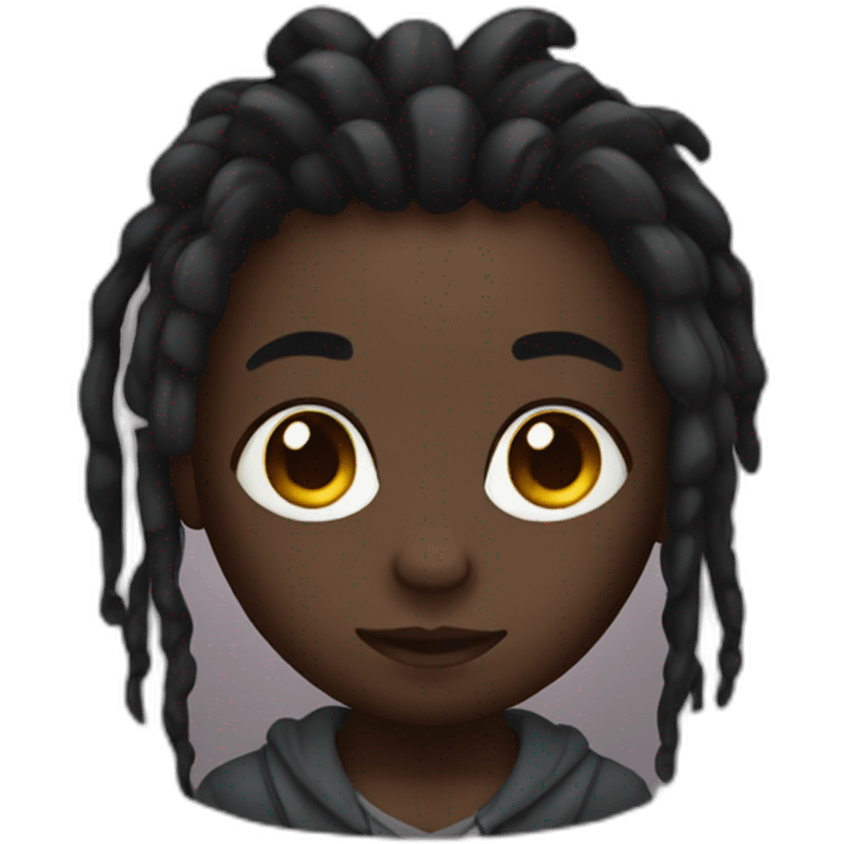 Cute Dark skin with dreads emoji