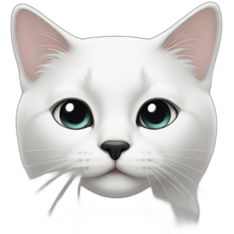 White cat with black total black nose emoji