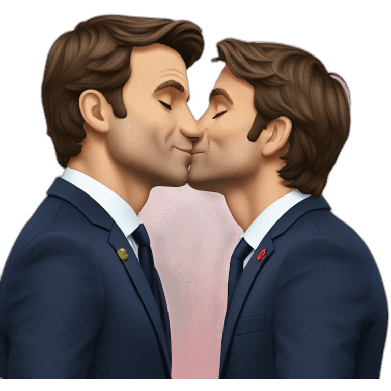 Emmanuel Macron kissing Justin Trudeau emoji