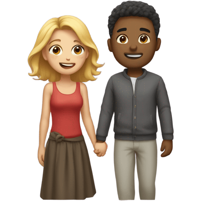 Couple with having love moment emoji