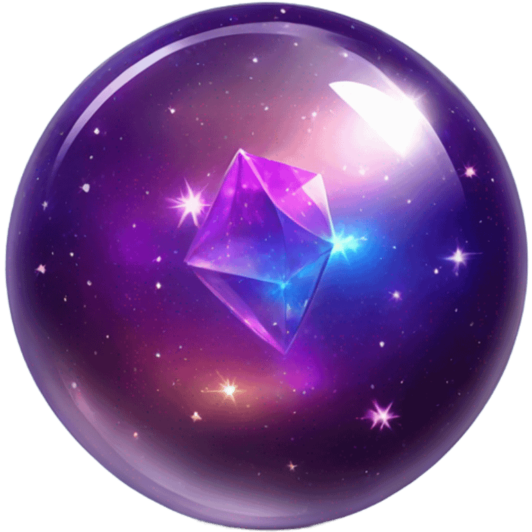 crystal magic ball with stars galaxy emoji