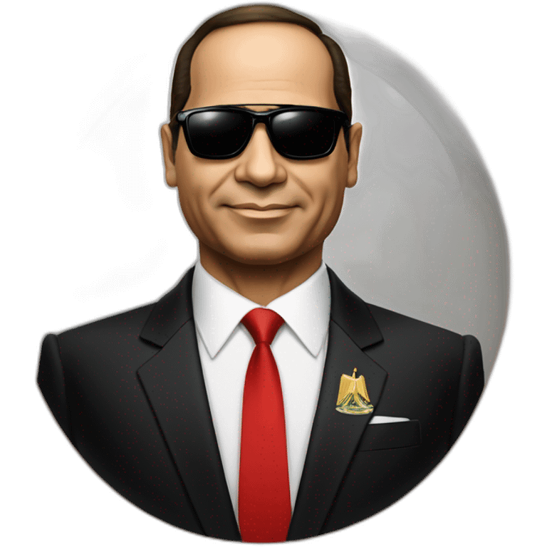 Egyptian President Al Sisi in a tuxedo wearing sun glasses with egyptian flag emoji