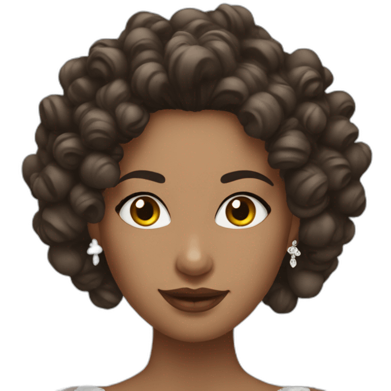 Beautiful brunette bride with curly hair emoji