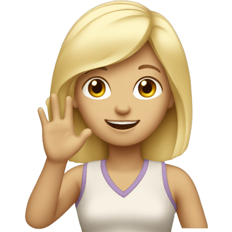 blonde girl waving hello emoji