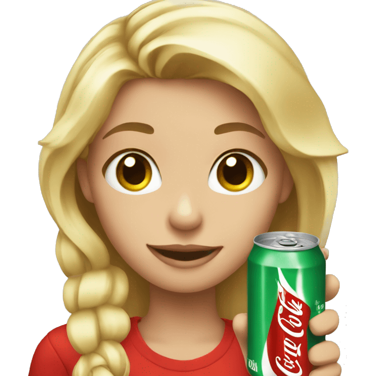 Blonde girl holding a coke can emoji