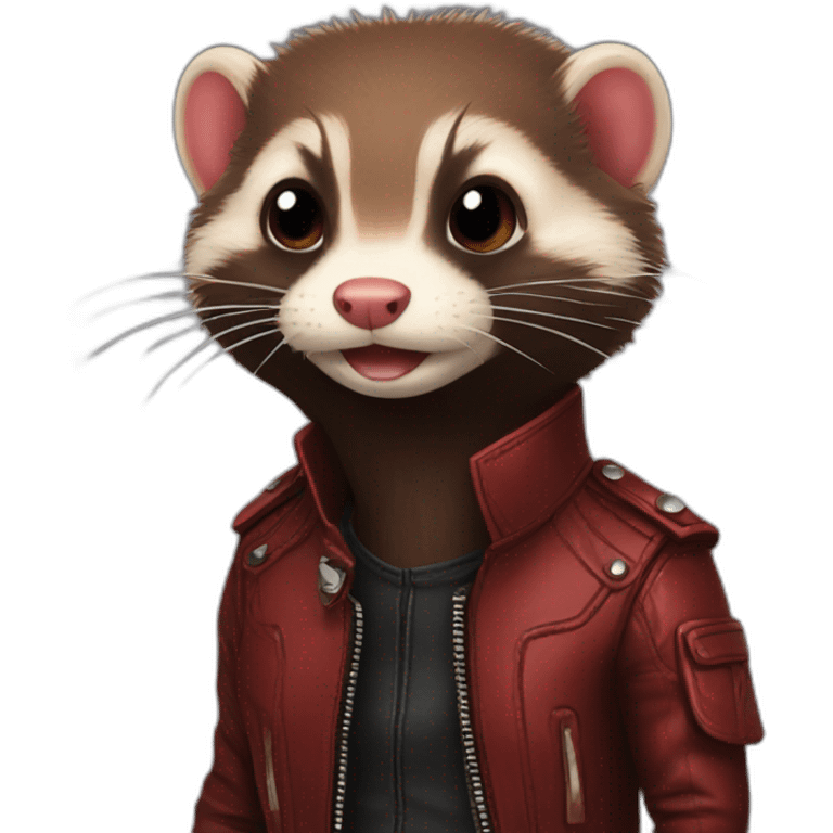 Red ferret wearing leather jacket  emoji