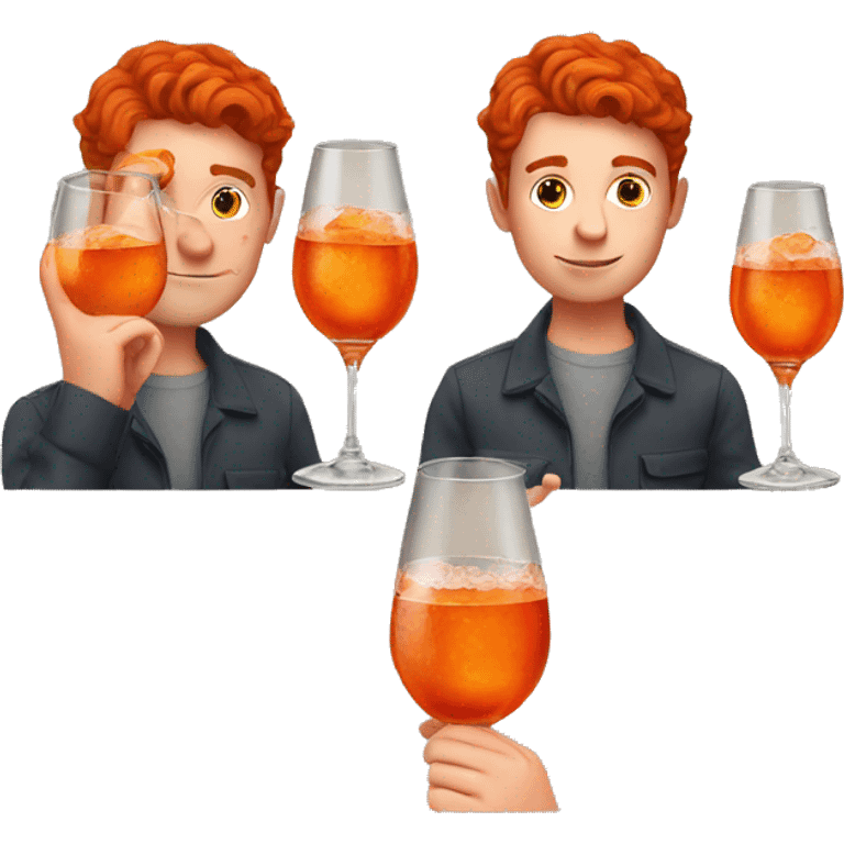 redhead boy drinking an aperol emoji