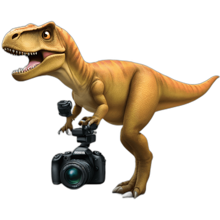 T-rex with camera emoji