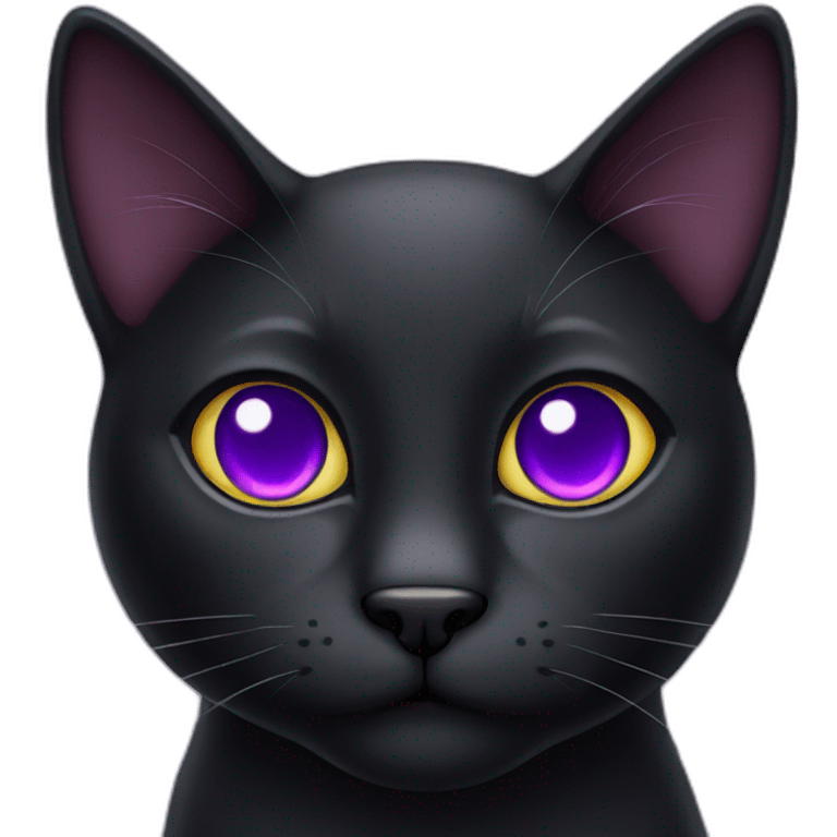 Black cat with purple eyes emoji