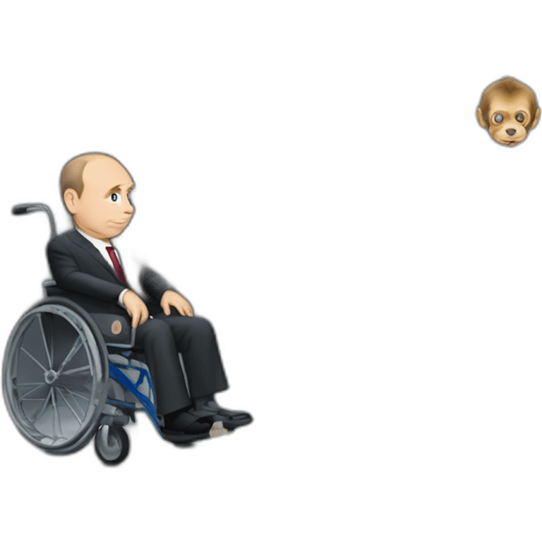 Very sad Vlaadimir Putin monke in elevator in wheelchair emoji