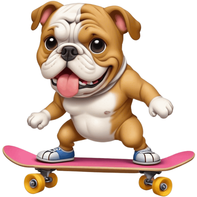 Bulldog doing skateboard emoji