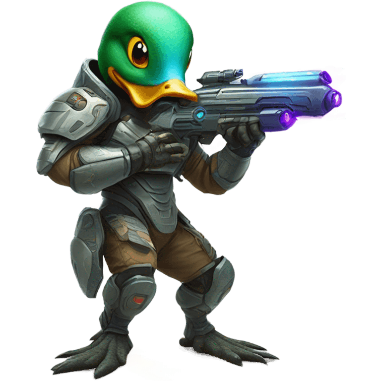 Duck fighting alien war emoji