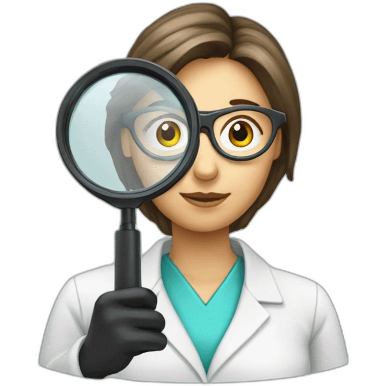 female scientist with magnifying glass emoji