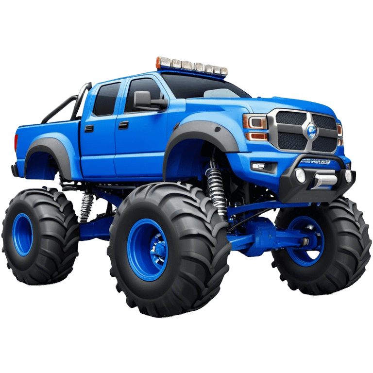 Bigfoot - Bigfoot 4x4 (Model Year: 2022) (Iconic colour: Blue) - An oversized, rugged monster truck with bold, aggressive lines painted in a striking blue. Focus on massive, rugged tires and a muscular chassis that exudes raw power and an urban legend feel. emoji