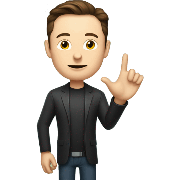 Elon Musk holding the number Zero in his right hand, and a One in his right hand emoji