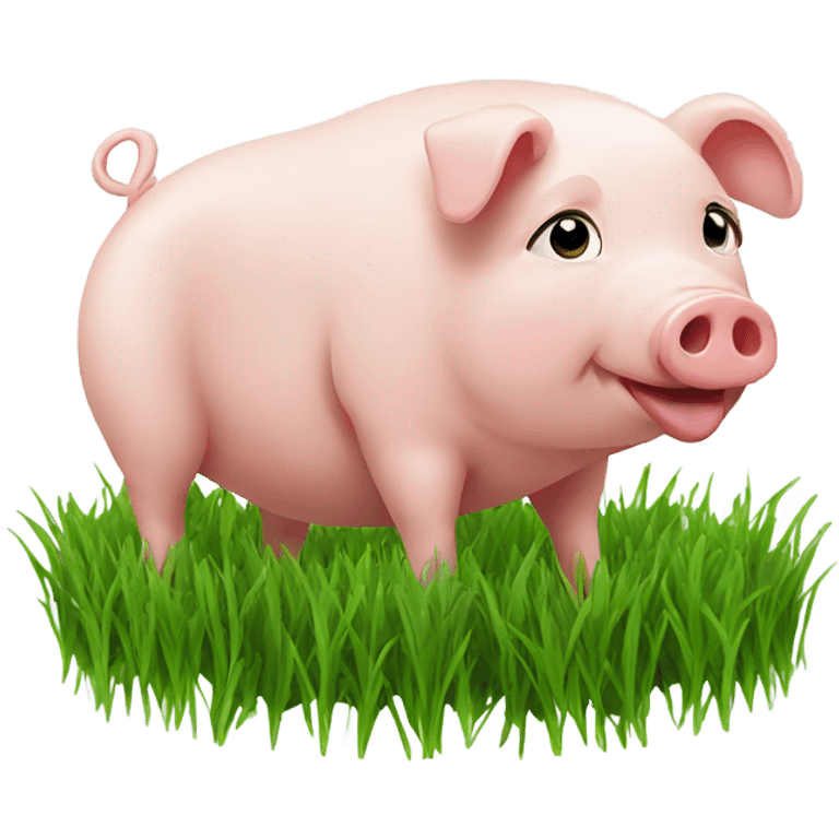 pig eating grass emoji