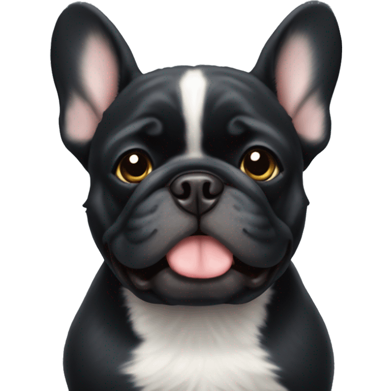 Black fluffy French bulldog emoji