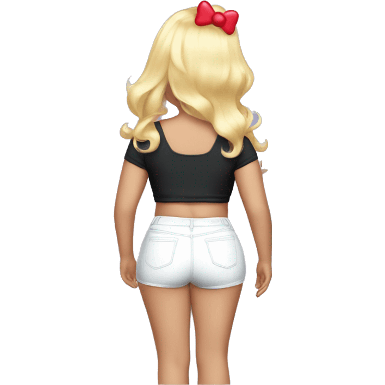 Curvy blonde curvy white girl with hello kitty crop top back view emoji