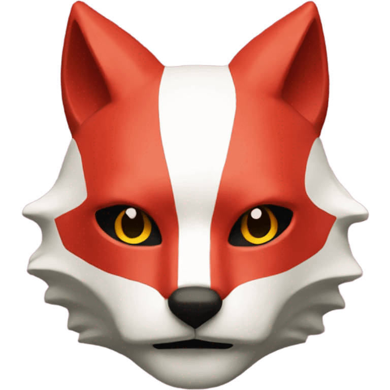 red kitsune mask with stripes on sides emoji